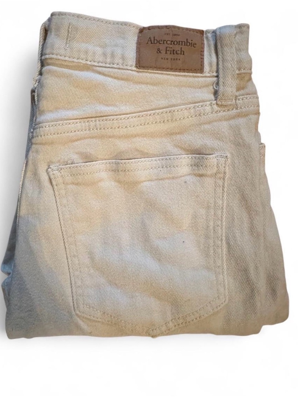 Abercrombie & Fitch Women's Cream Beige Straight Leg Jeans